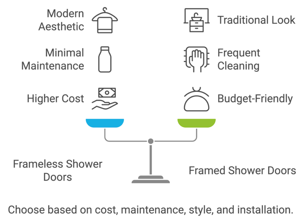 frameless vs framed shower doors infographic