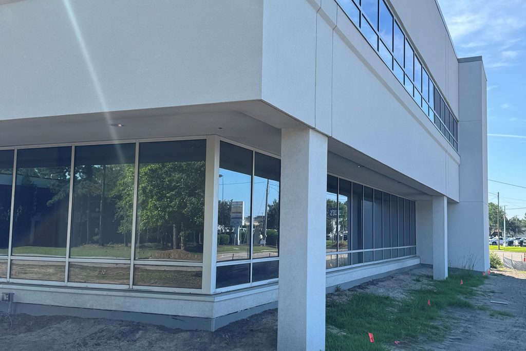 Commercial window wall system installed by Atlantic Glass, close-up view