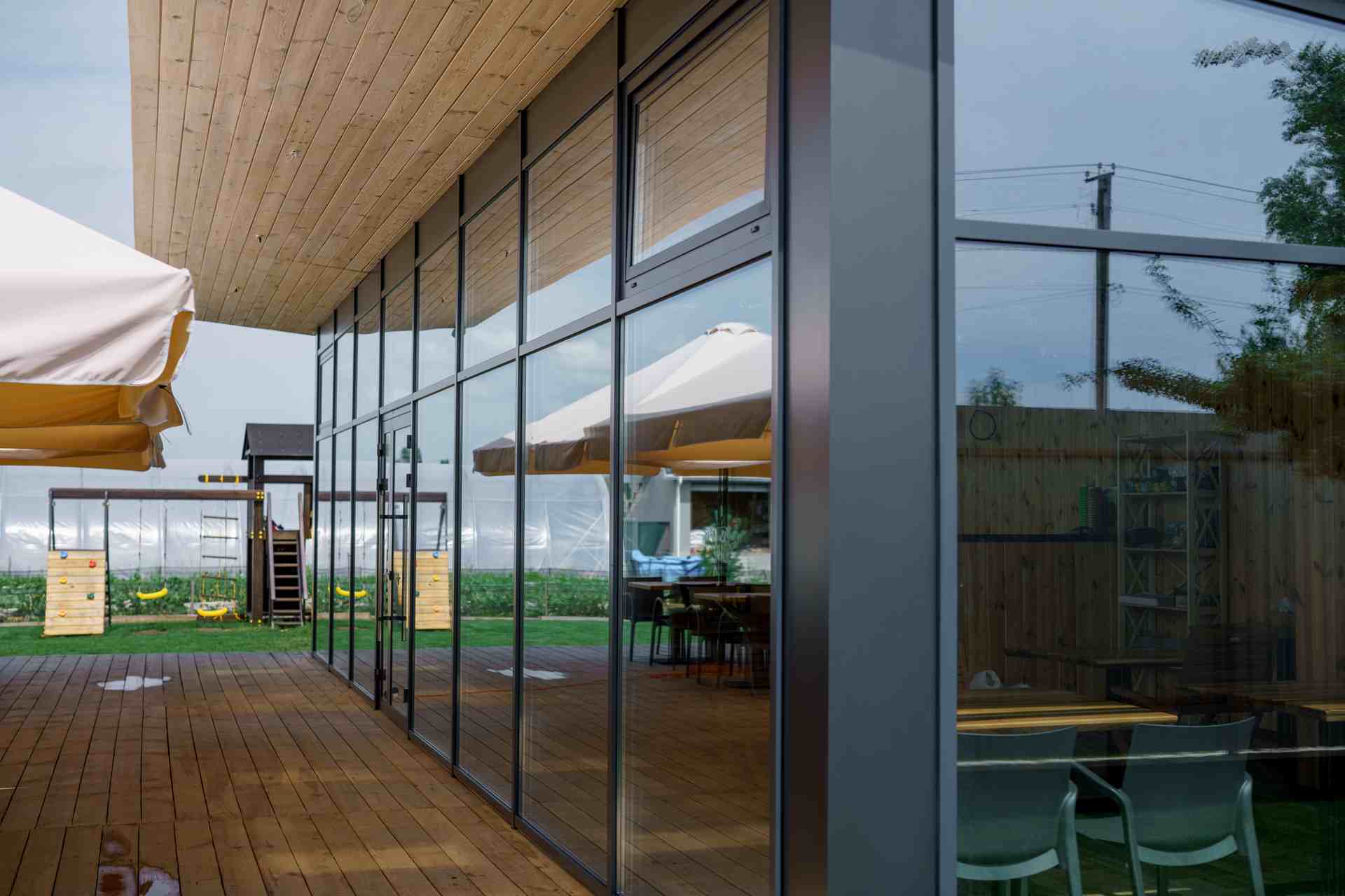 Restaurants glass exterior facade